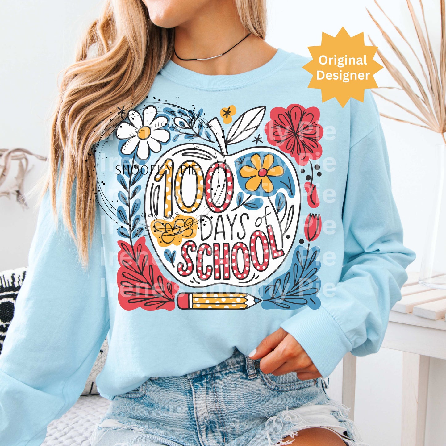 100 Days of School PNG, Preppy School Design PNG