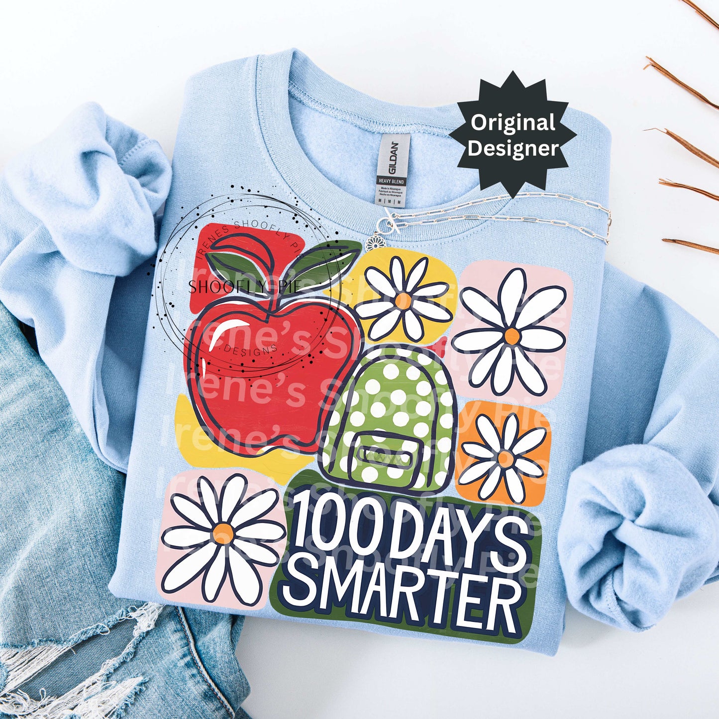 100 Days Smarter School T-shirt Design PNG