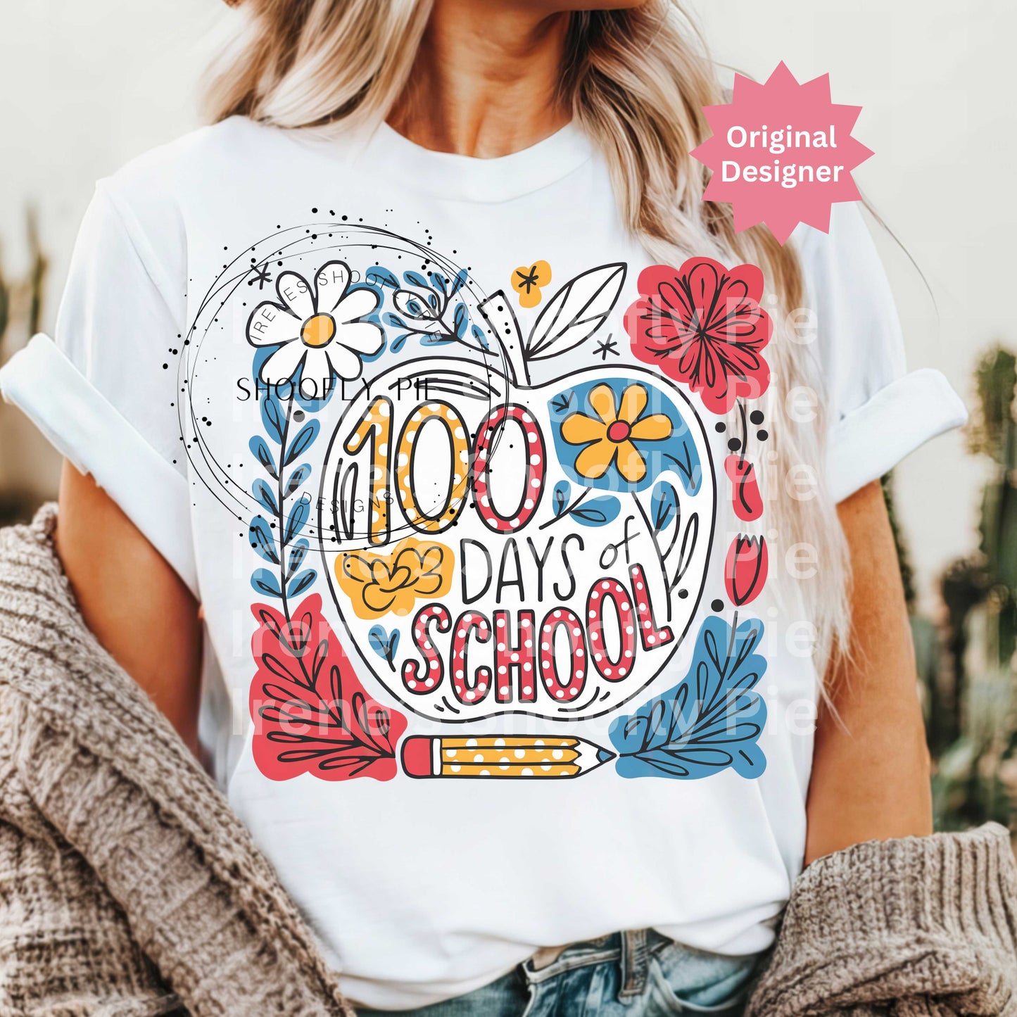 100 Days of School PNG, Preppy School Design PNG