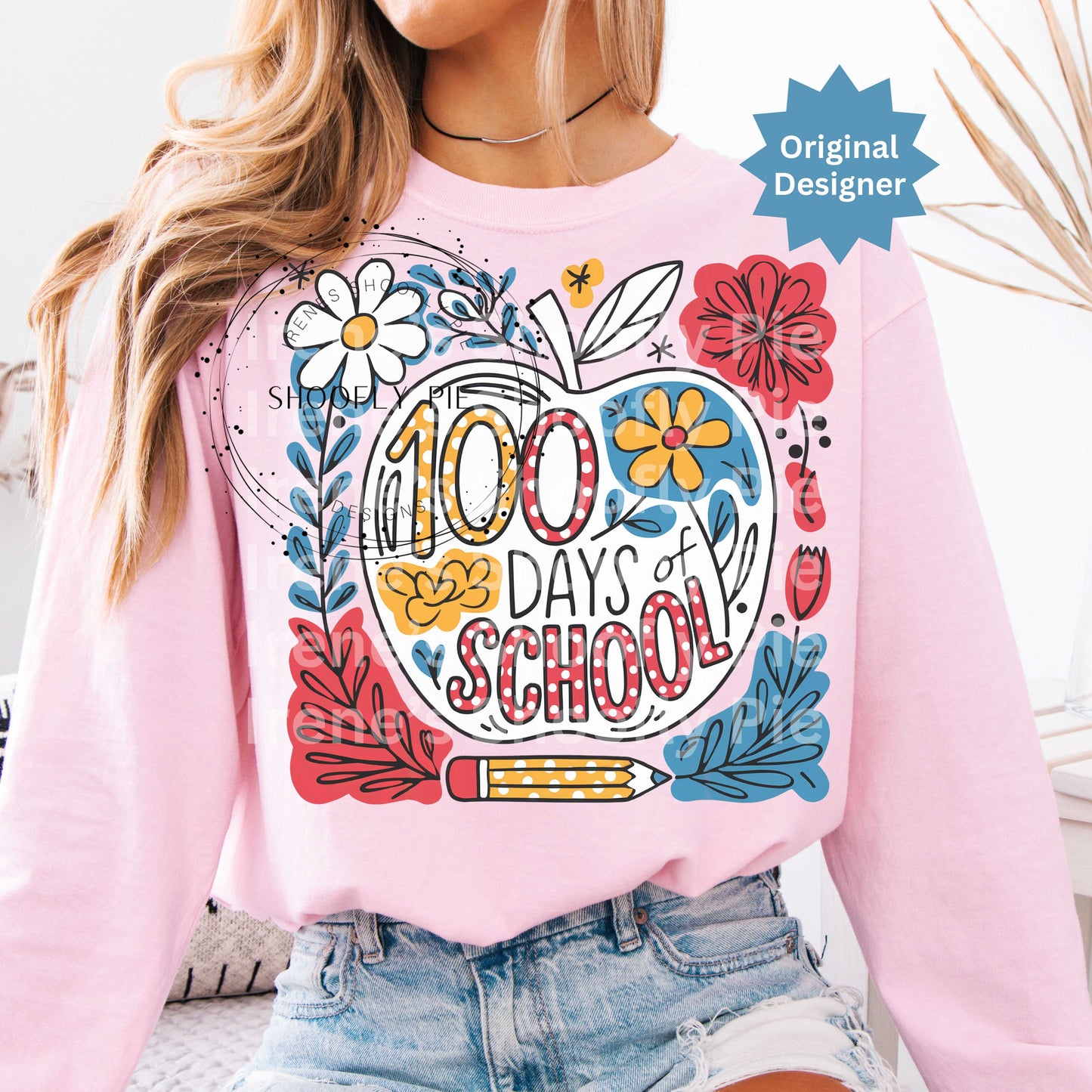 100 Days of School PNG, Preppy School Design PNG