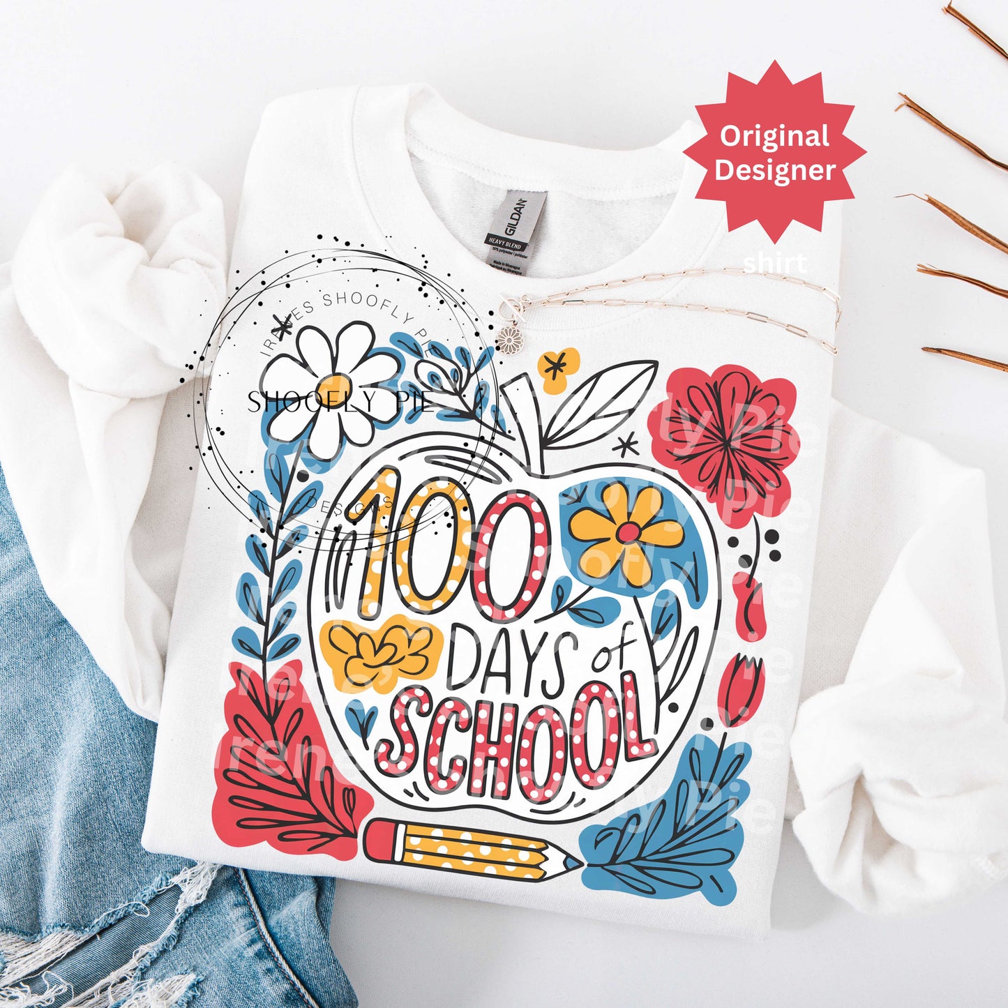100 Days of School PNG, Preppy School Design PNG