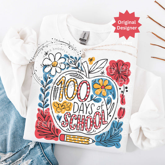 100 Days of School PNG, Preppy School Design PNG