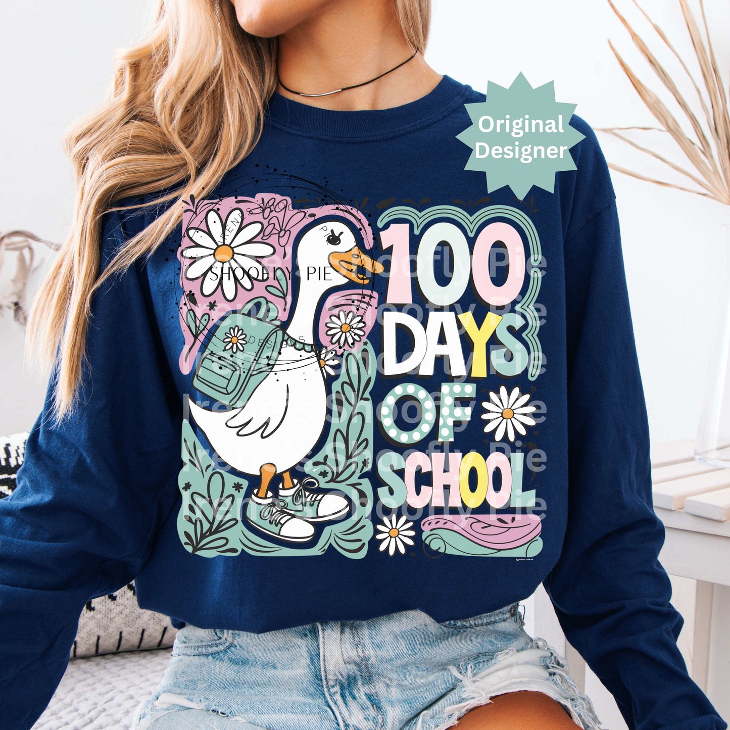 100 Days of School Goose PNG