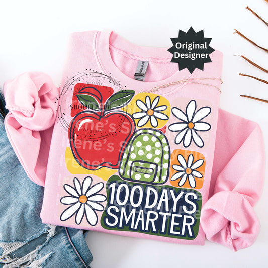 100 Days Smarter School T-shirt Design PNG