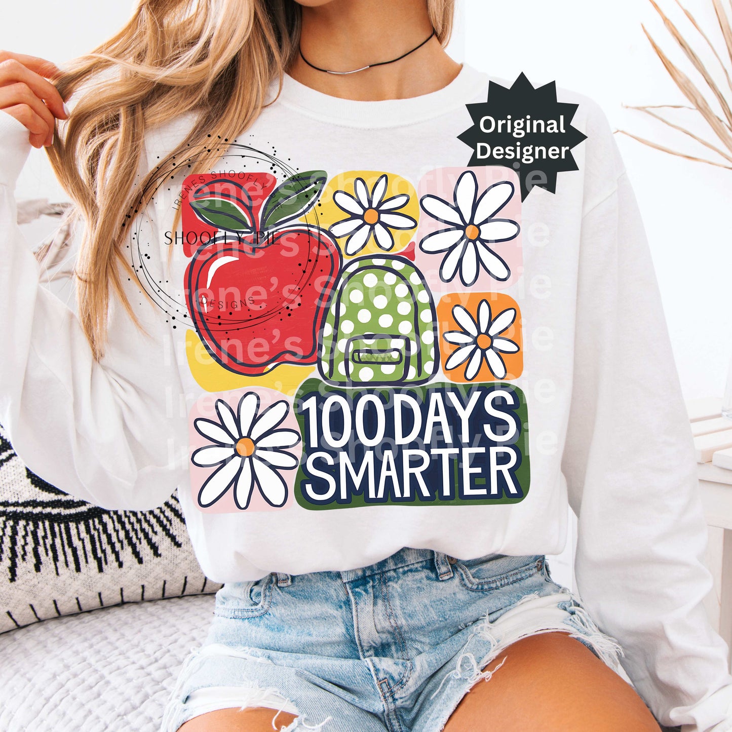 100 Days Smarter School T-shirt Design PNG