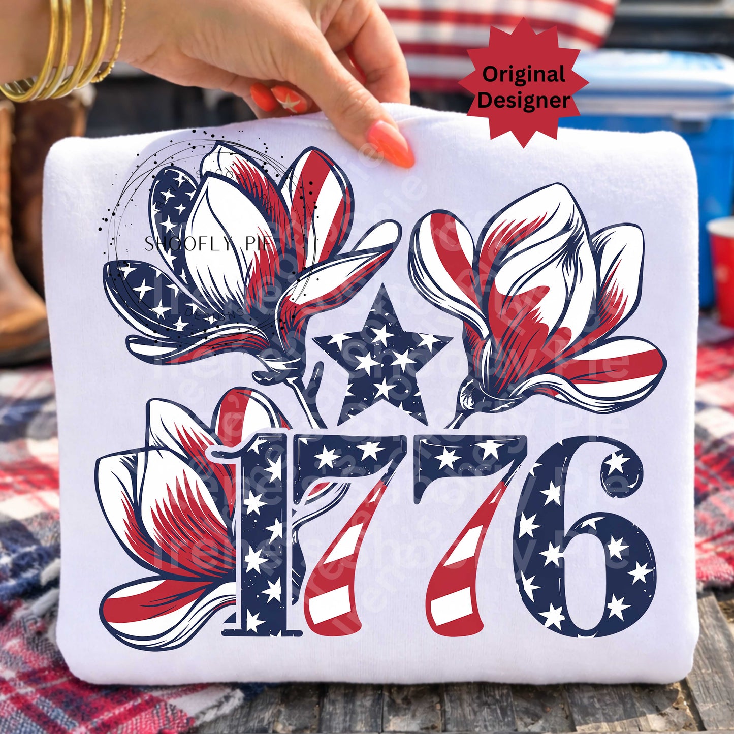 4th Of July 1776 Floral Magnolias PNG