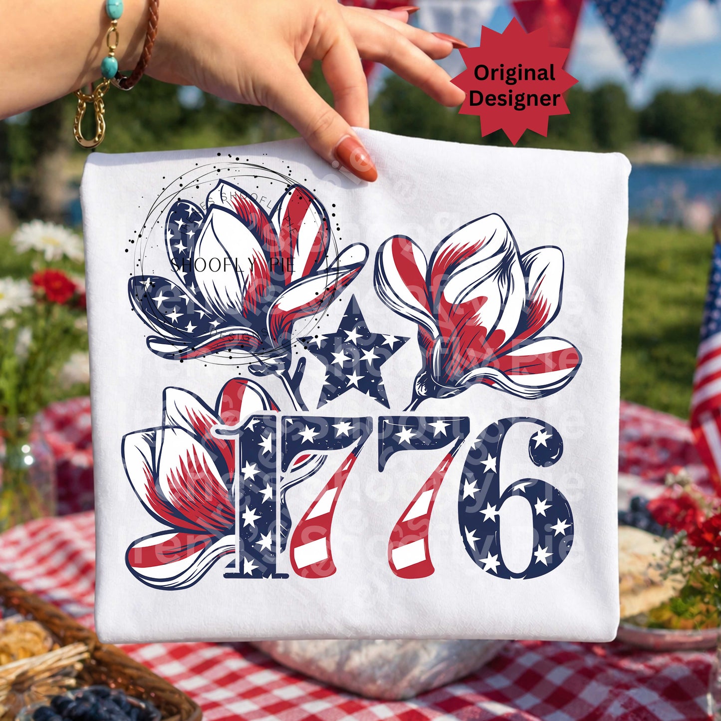 4th Of July 1776 Floral Magnolias PNG