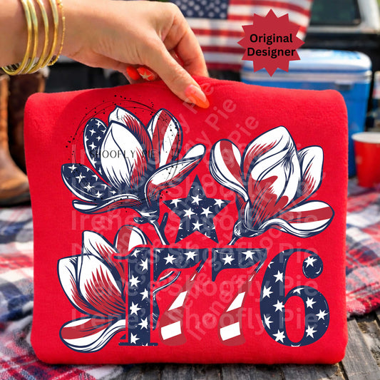 4th Of July 1776 Floral Magnolias PNG