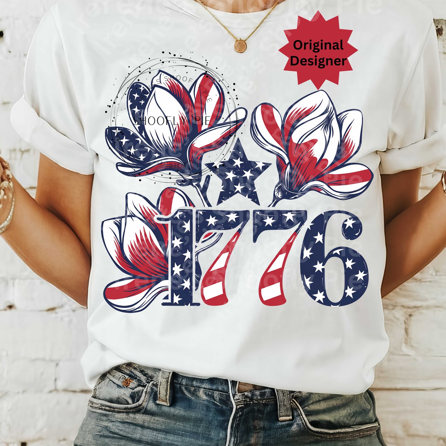 4th Of July 1776 Floral Magnolias PNG