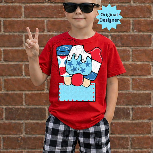 4th of July Ice Cream Name Tags for Kids PNG