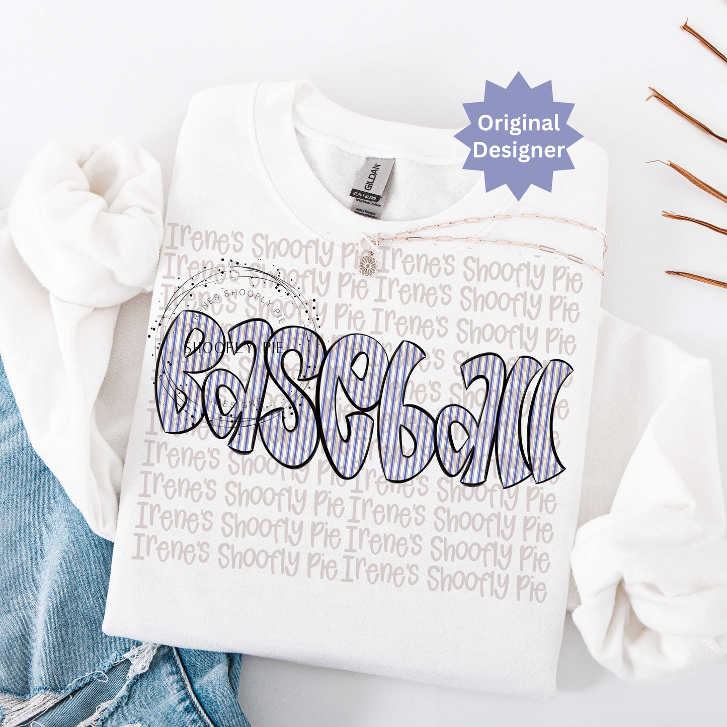 Retro Striped Baseball PNG