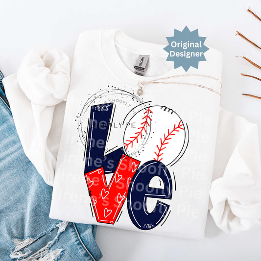 Preppy Baseball Love PNG