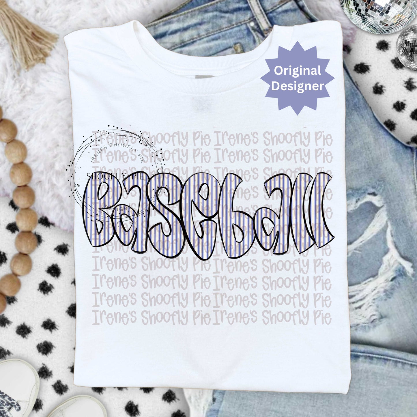 Retro Striped Baseball PNG