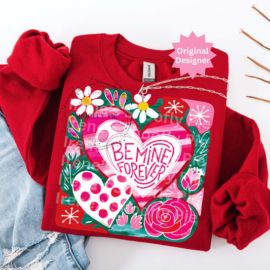 Me Mine Forever Valentine's Day PNG - Coquette Valentines Heart T-shirt Design PNg