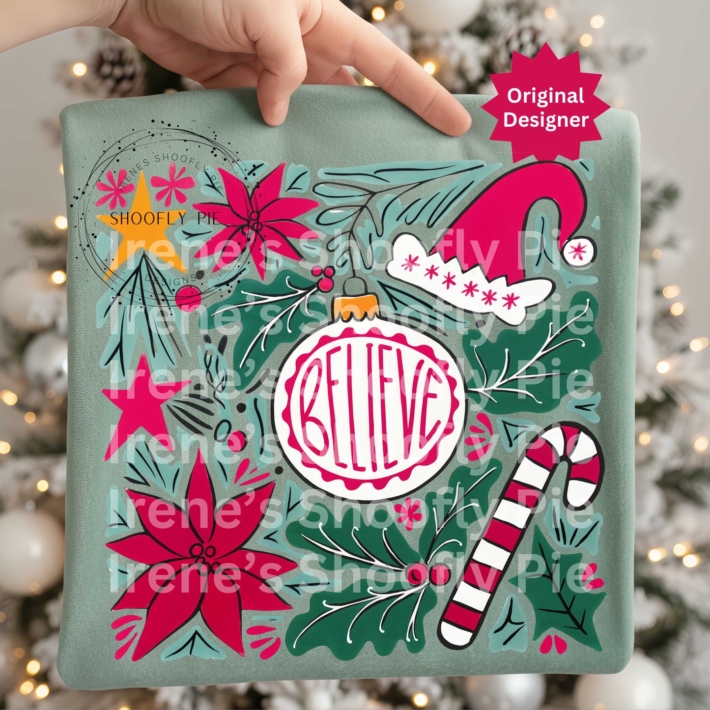 Floral Christmas Png, Christmas Believe Png