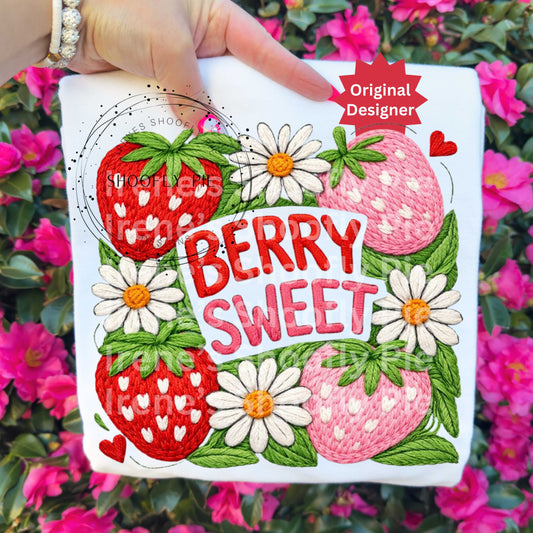 Berry Sweet Strawberry Faux Embroidery PNG