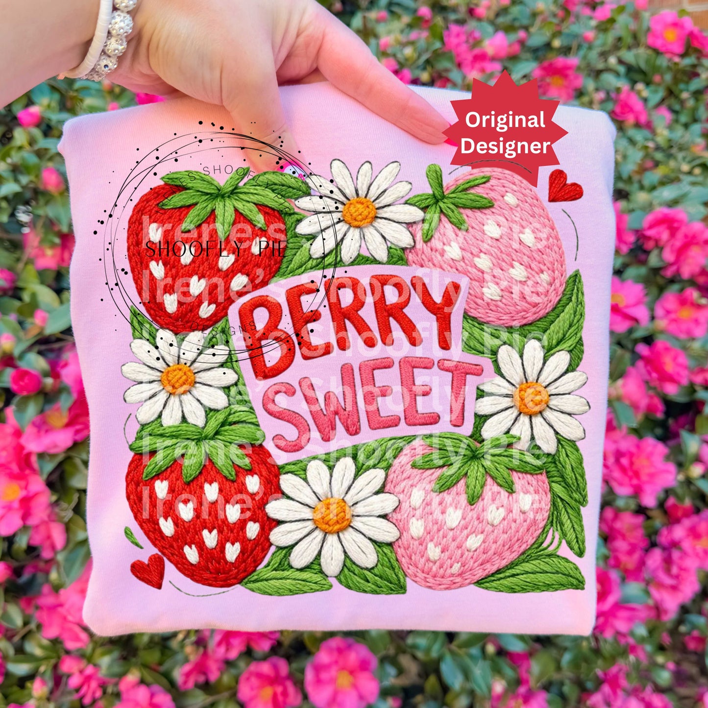 Berry Sweet Strawberry Faux Embroidery PNG