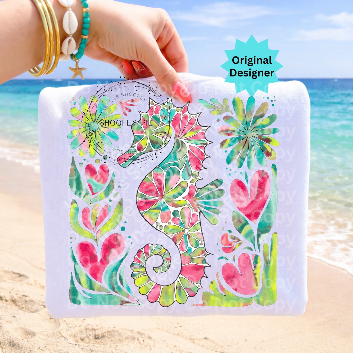 Floral Seahorse PNG