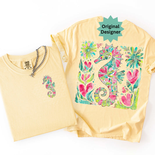 Floral Seahorse PNG
