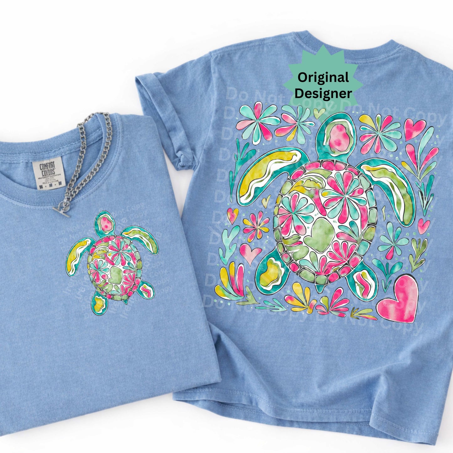 Boho Floral Sea Turtle PNG