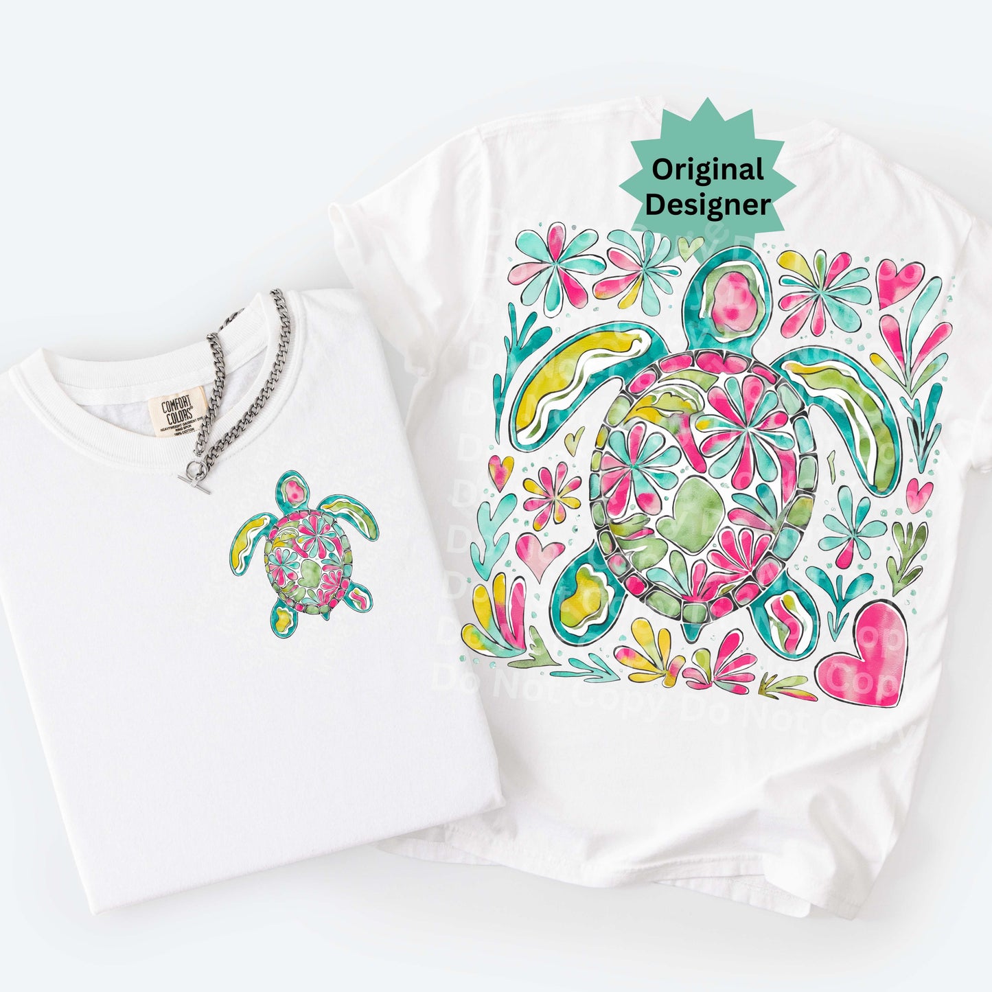 Boho Floral Sea Turtle PNG