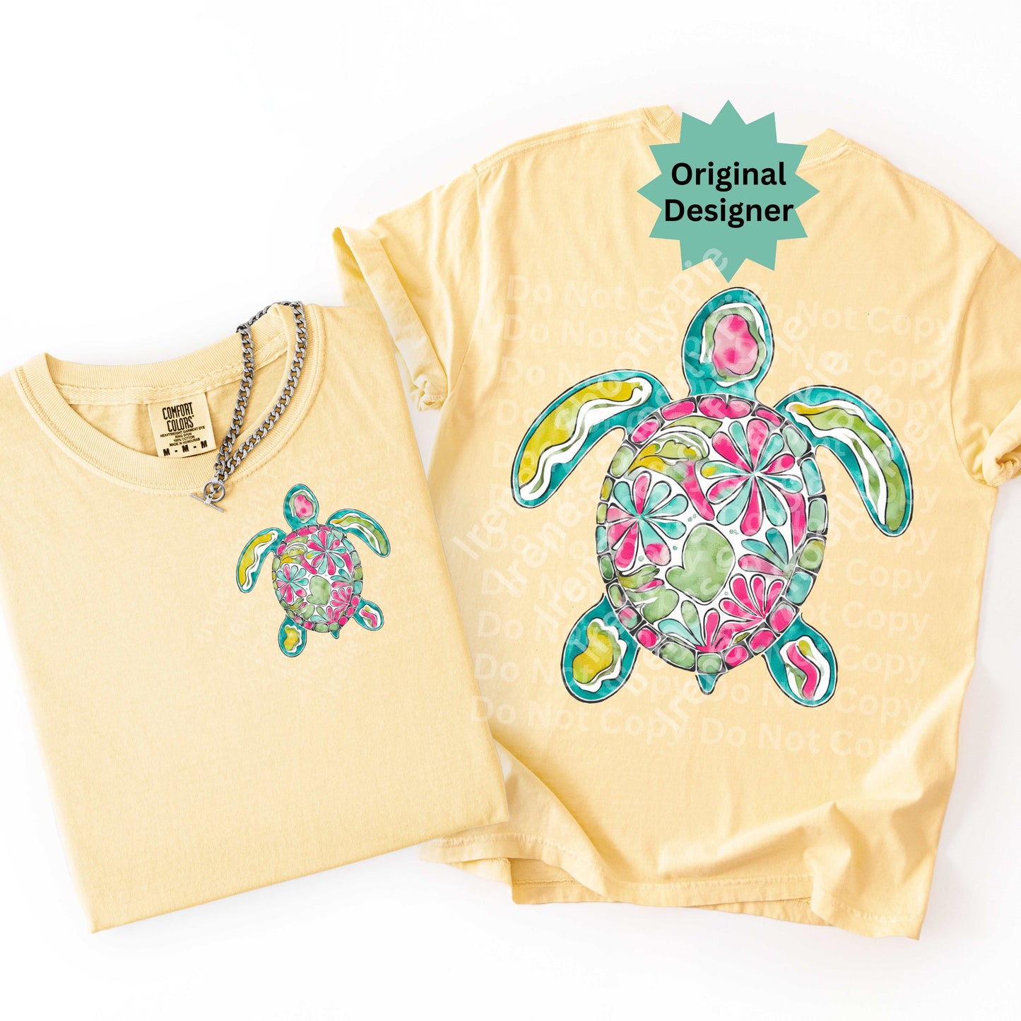 Boho Floral Sea Turtle PNG