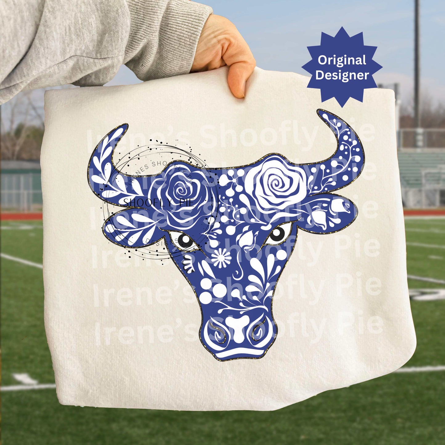 Bull Mascot Blue and White PNG, Team Sports Mascot PNG