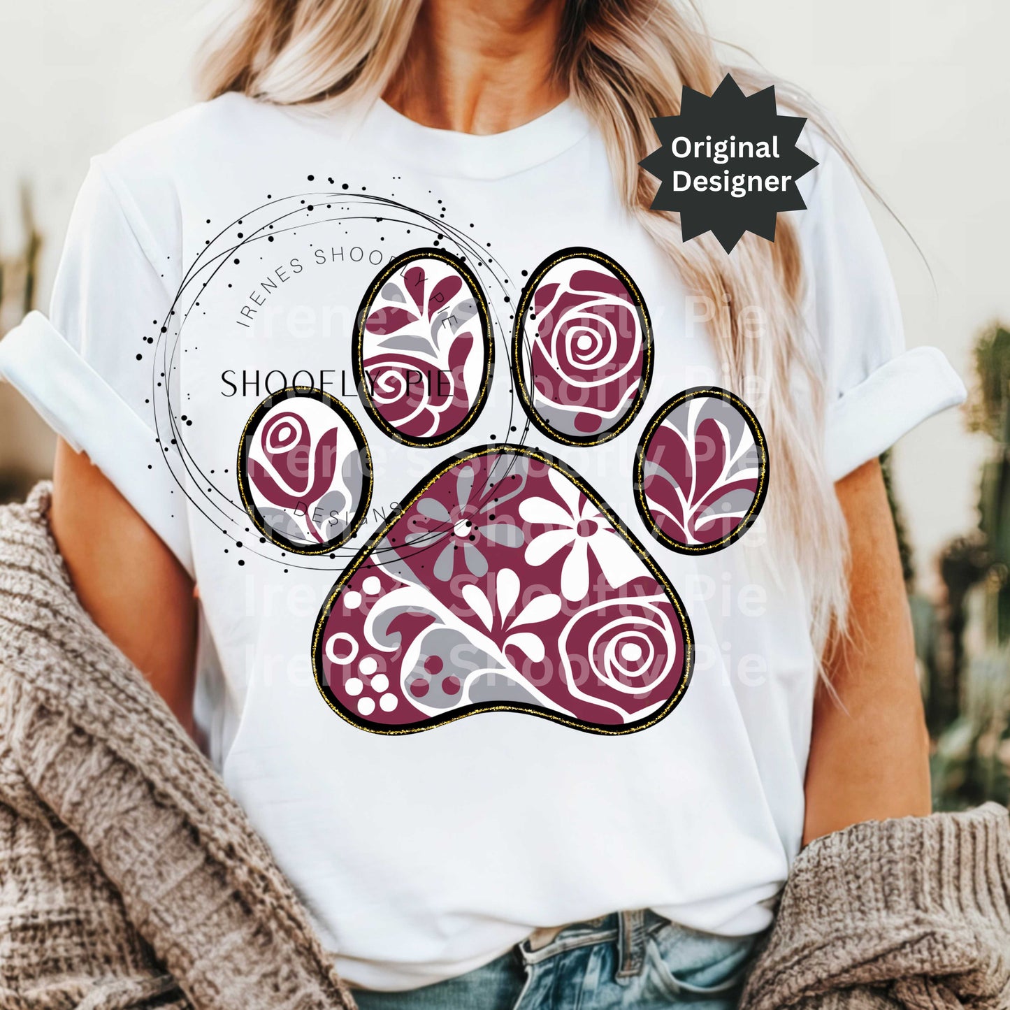 Bulldog Paw Burgundy and Grey PNG, Team Mascot Paw PNG