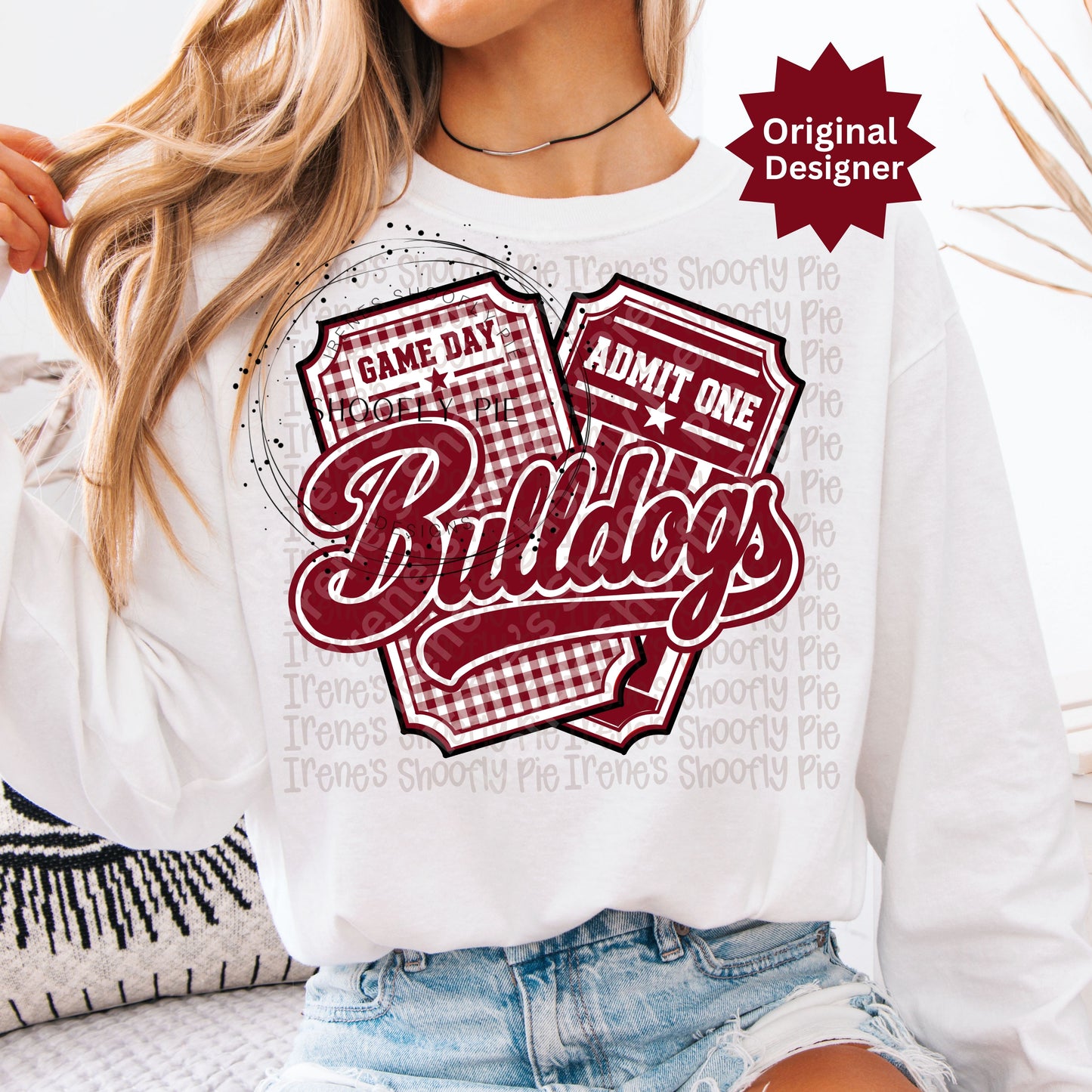 Bulldogs Game Day Tickets Maroon and White PNG