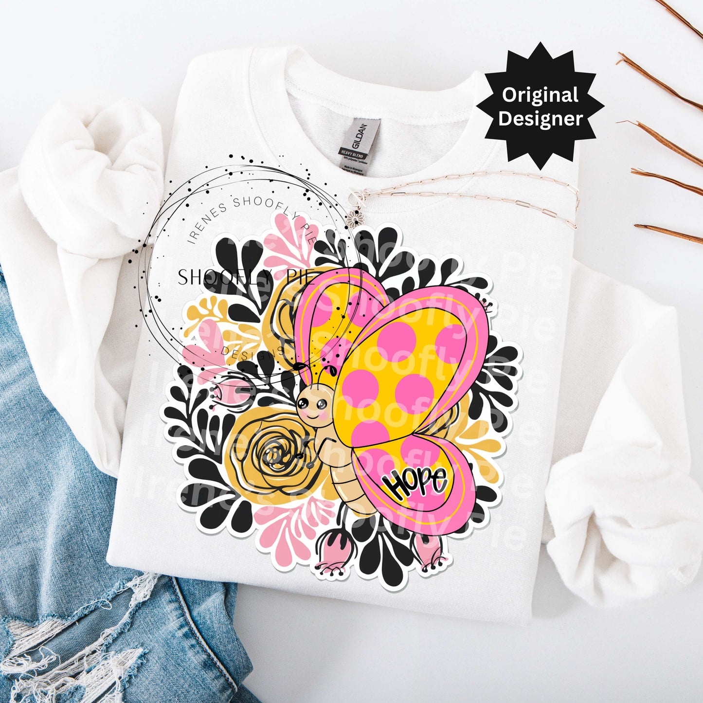 Floral Spring Butterfly PNG - Encouragement Gift Design Png