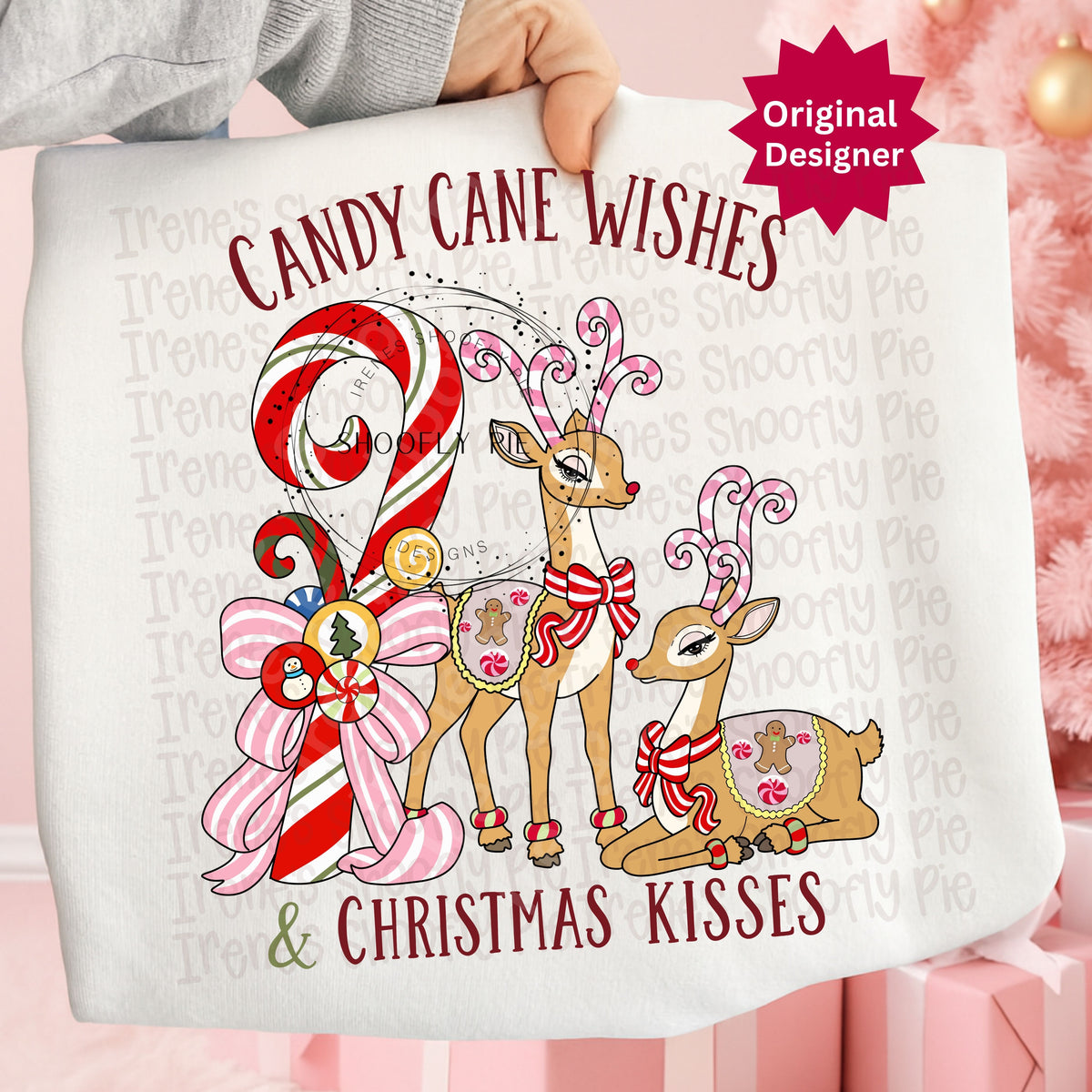 Candy Cane Wishes and Christmas Kisses Png