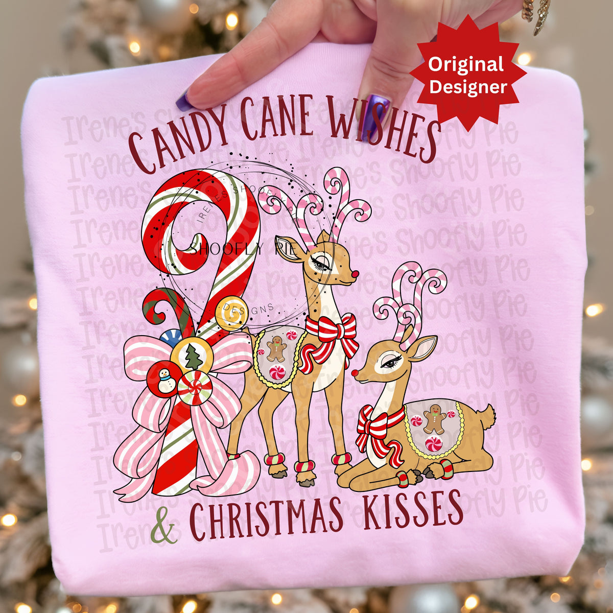 Candy Cane Wishes and Christmas Kisses Png