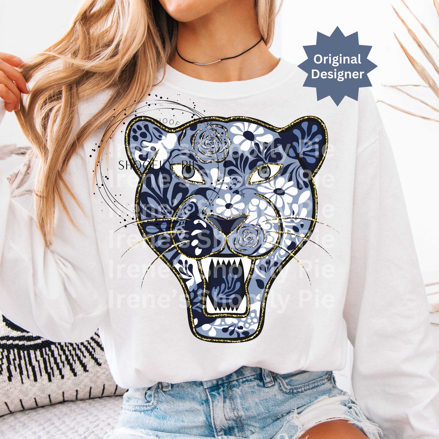 Panthers Mascot PNG, Floral Panther PNG