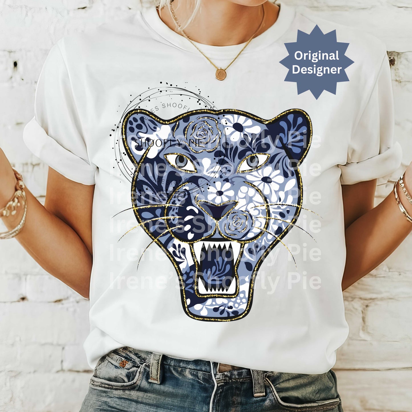 Panthers Mascot PNG, Floral Panther PNG