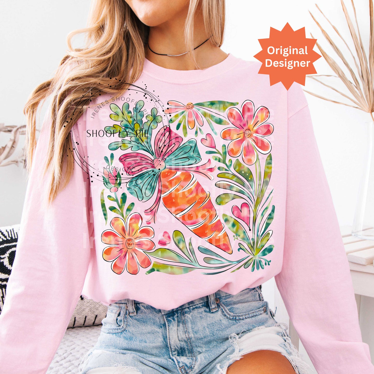 Floral Easter Carrot Png - Coquette Spring Easter Design