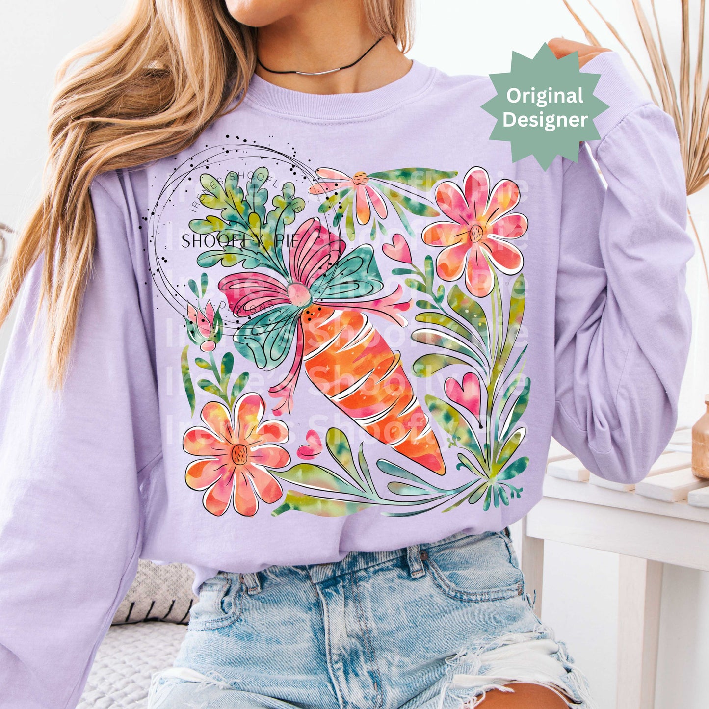 Floral Easter Carrot Png - Coquette Spring Easter Design