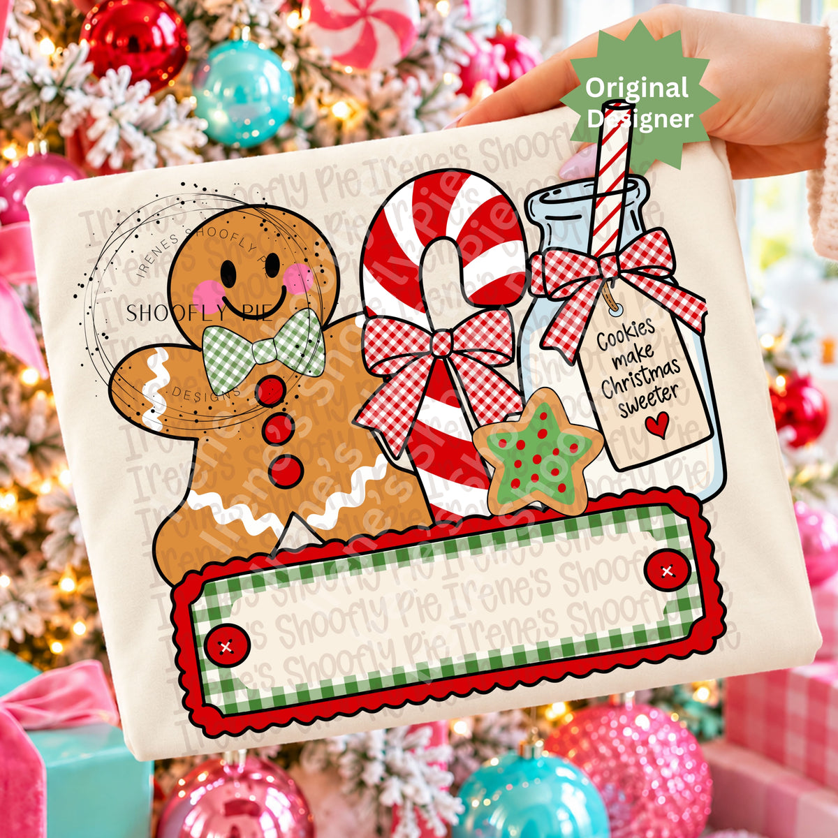 Christmas Milk and Cookies Name Plate PNG