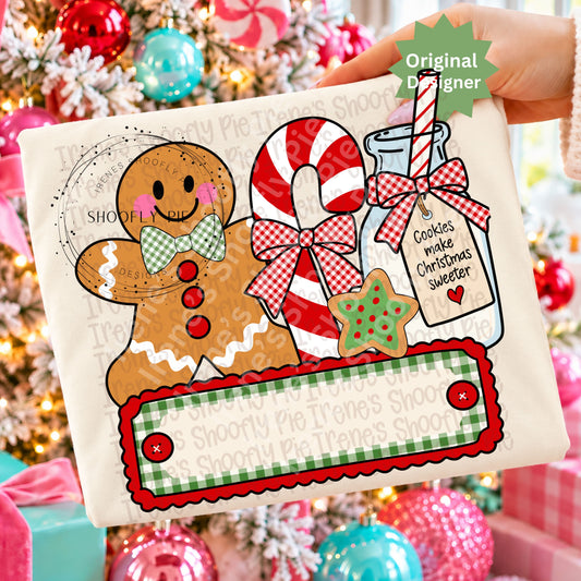 Christmas Milk and Cookies Name Plate PNG