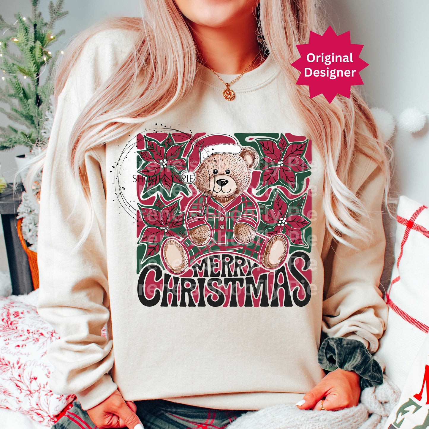 Christmas Plaid Bear Png, Christmas T-shirt Png