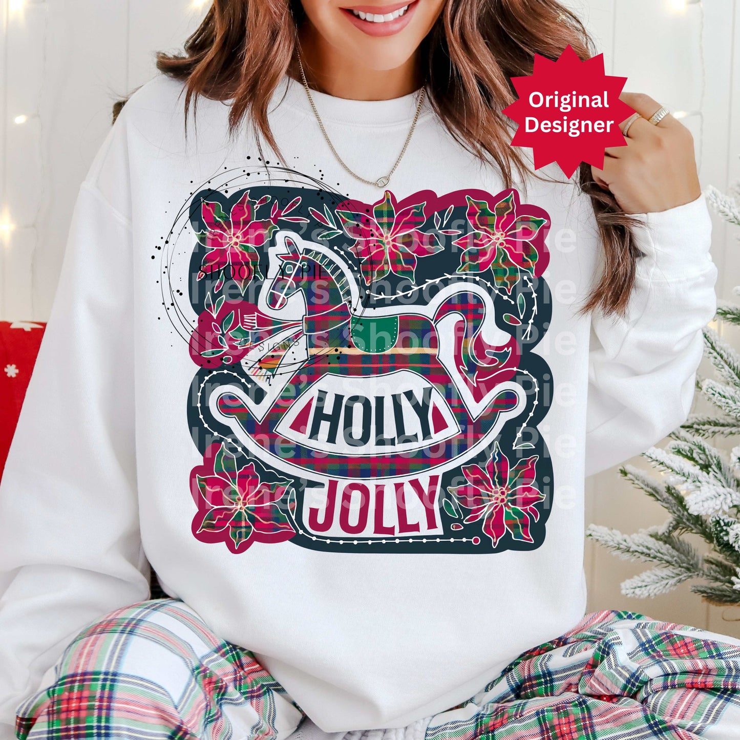 Christmas Plaid Png, Christmas Rocking Horse Png