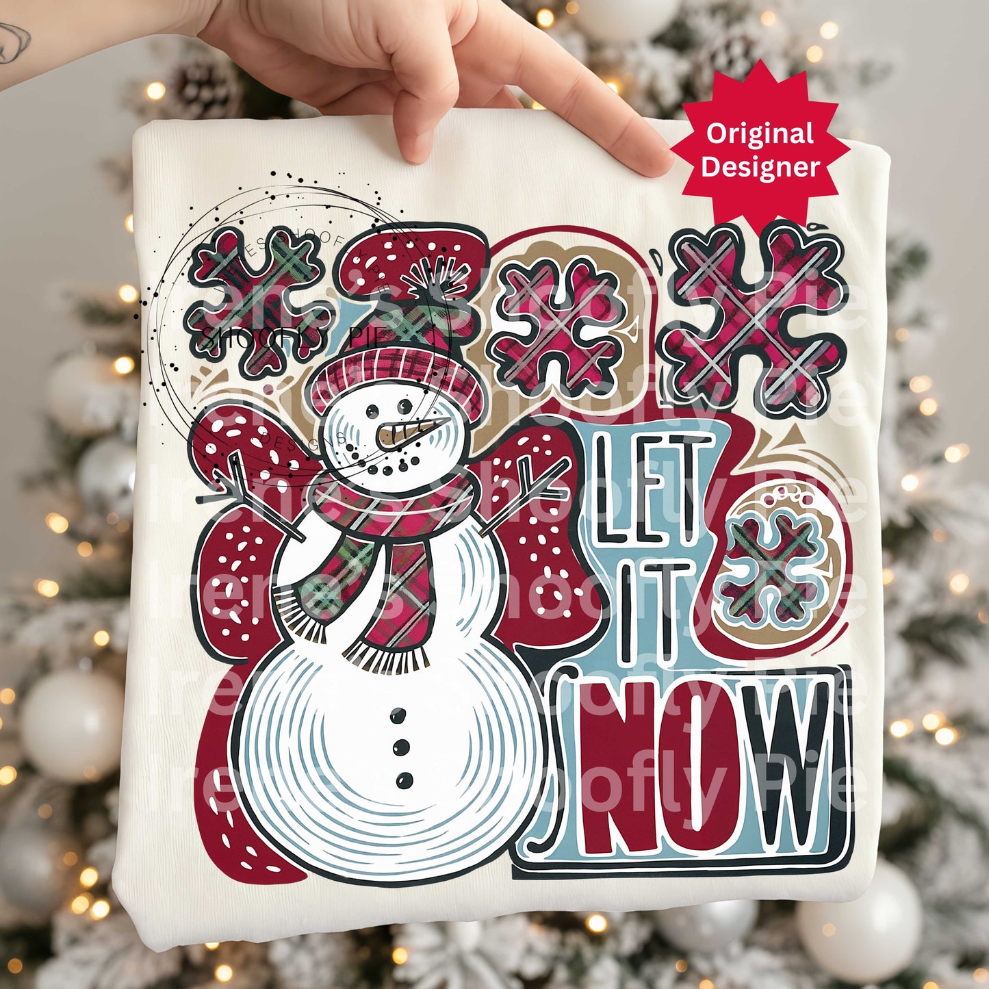 Preppy Christmas Snowman Png, Plaid Christmas Png