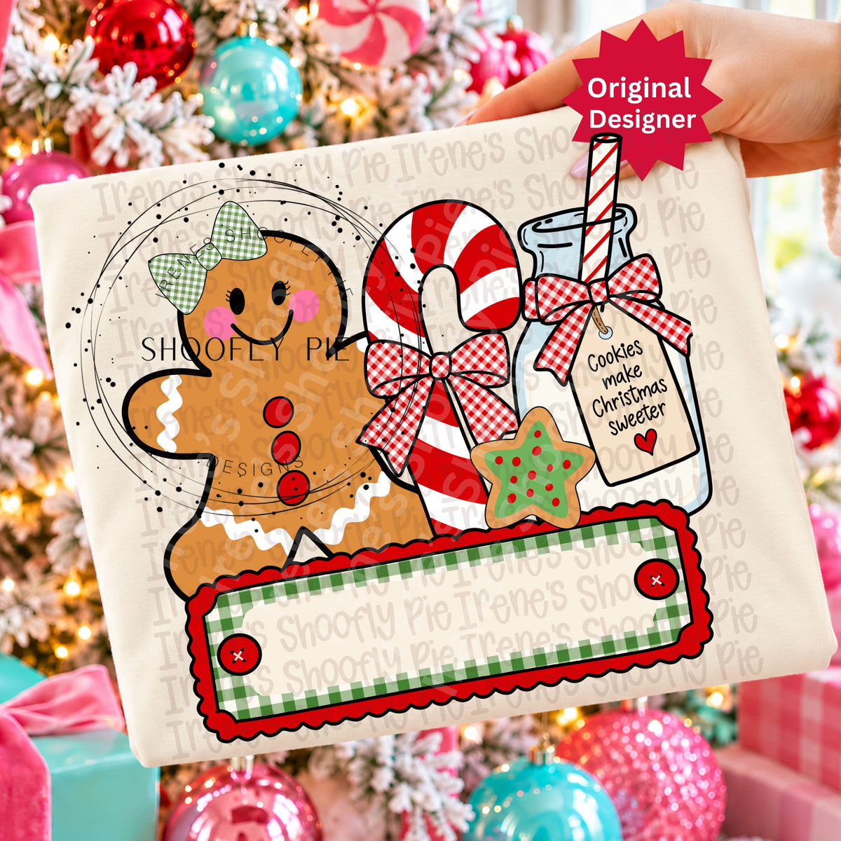 Christmas Milk and Cookies Name Plate PNG