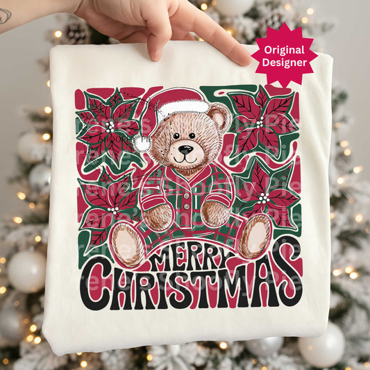 Christmas Plaid Bear Png, Christmas T-shirt Png