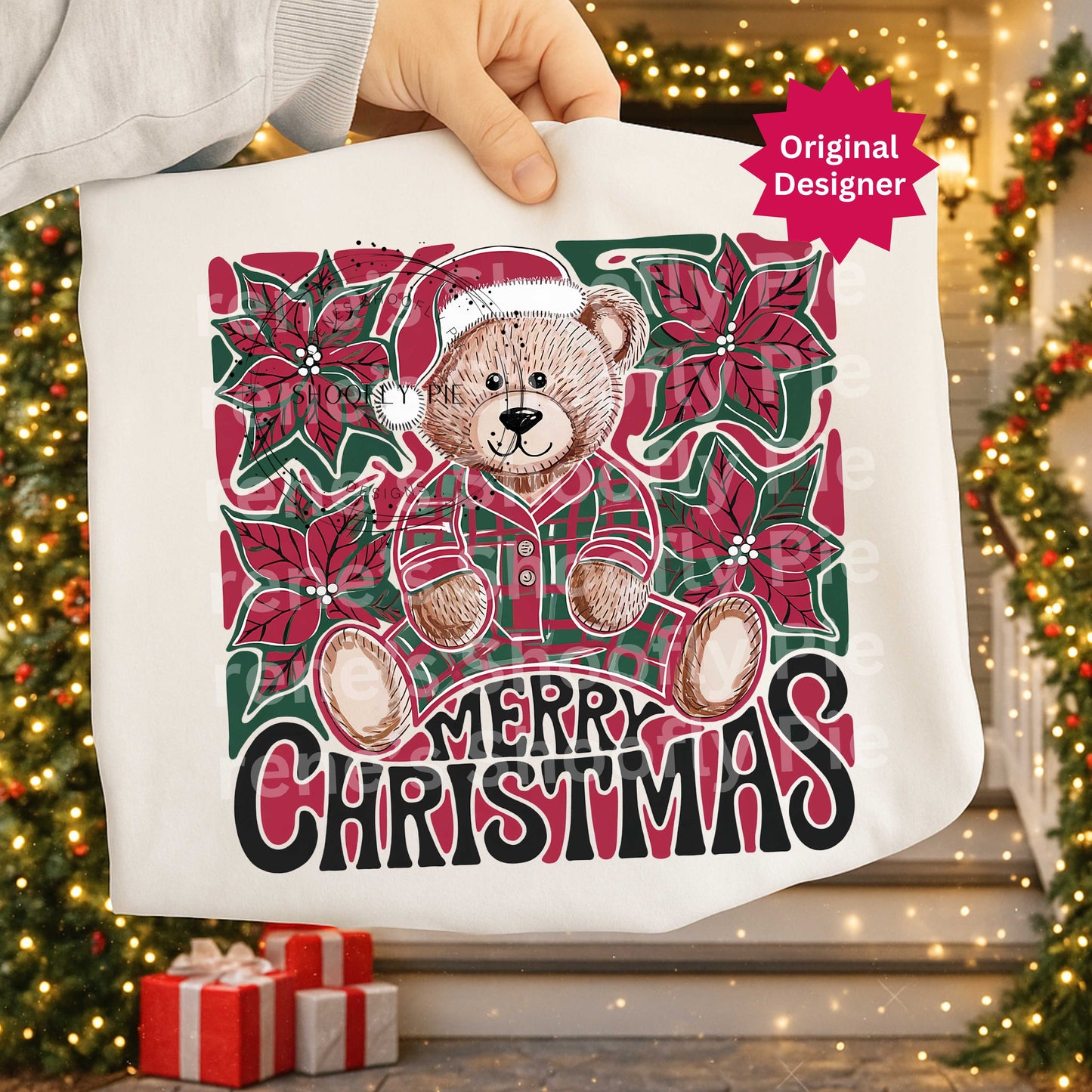 Christmas Plaid Bear Png, Christmas T-shirt Png