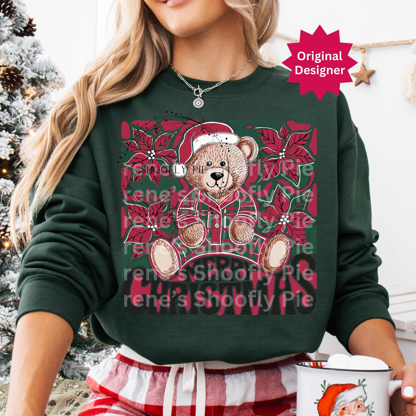 Christmas Plaid Bear Png, Christmas T-shirt Png