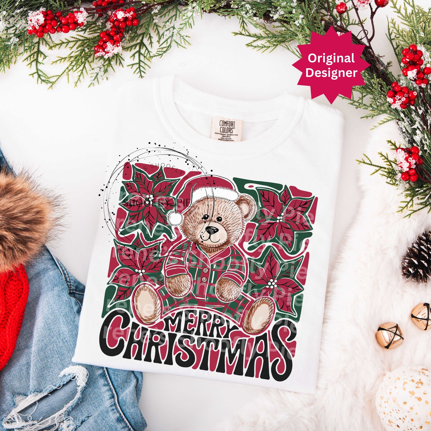 Christmas Plaid Bear Png, Christmas T-shirt Png