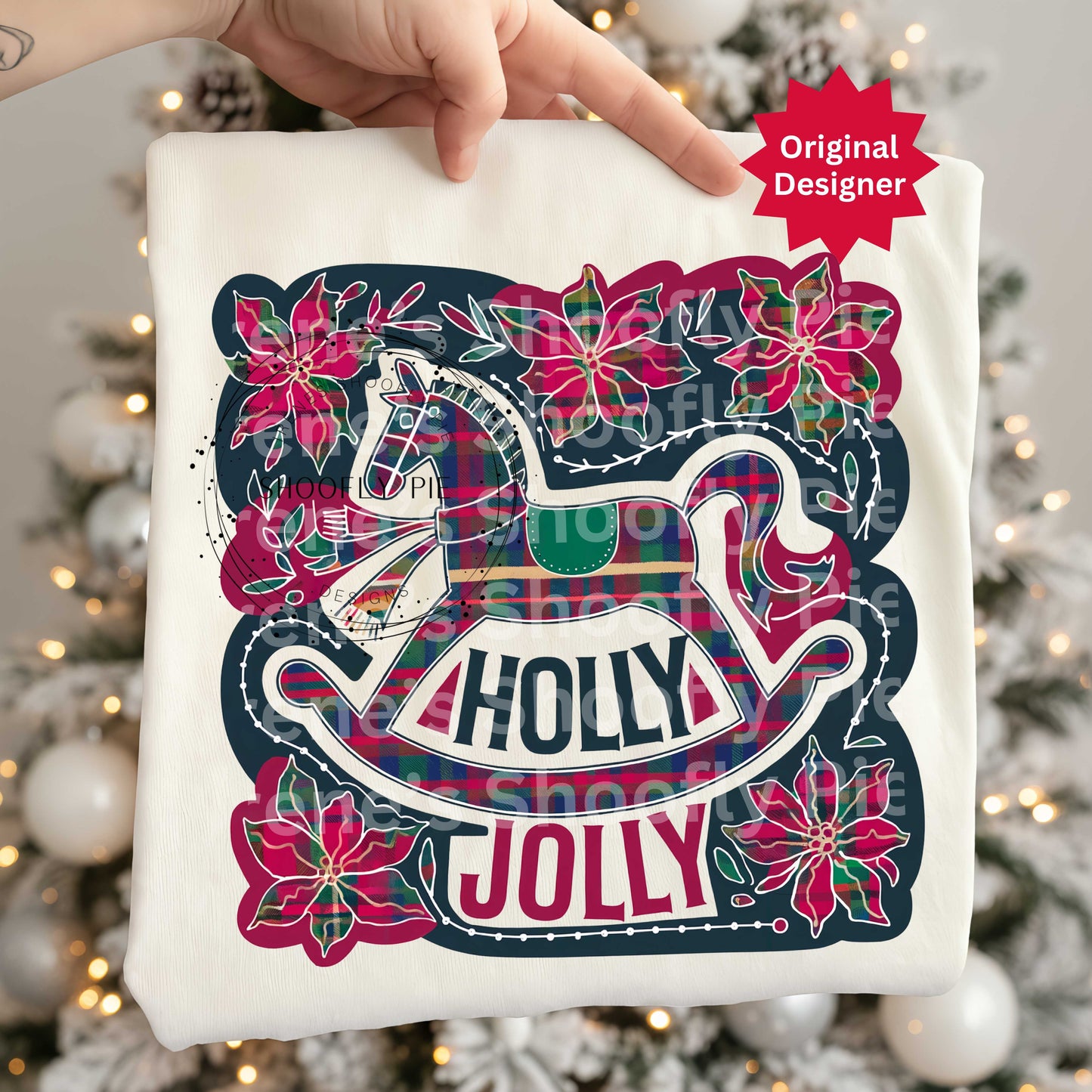 Christmas Plaid Png, Christmas Rocking Horse Png