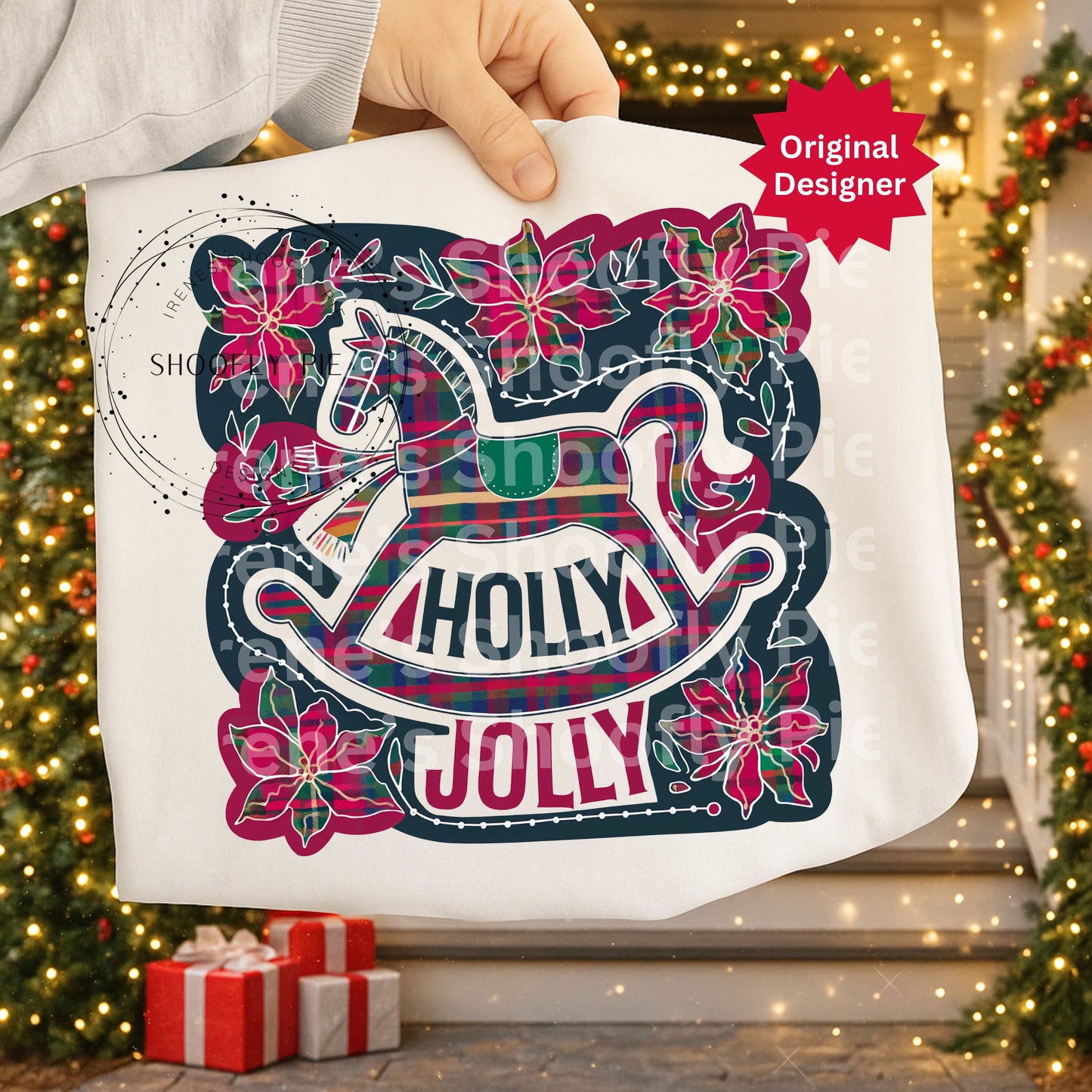 Christmas Plaid Png, Christmas Rocking Horse Png