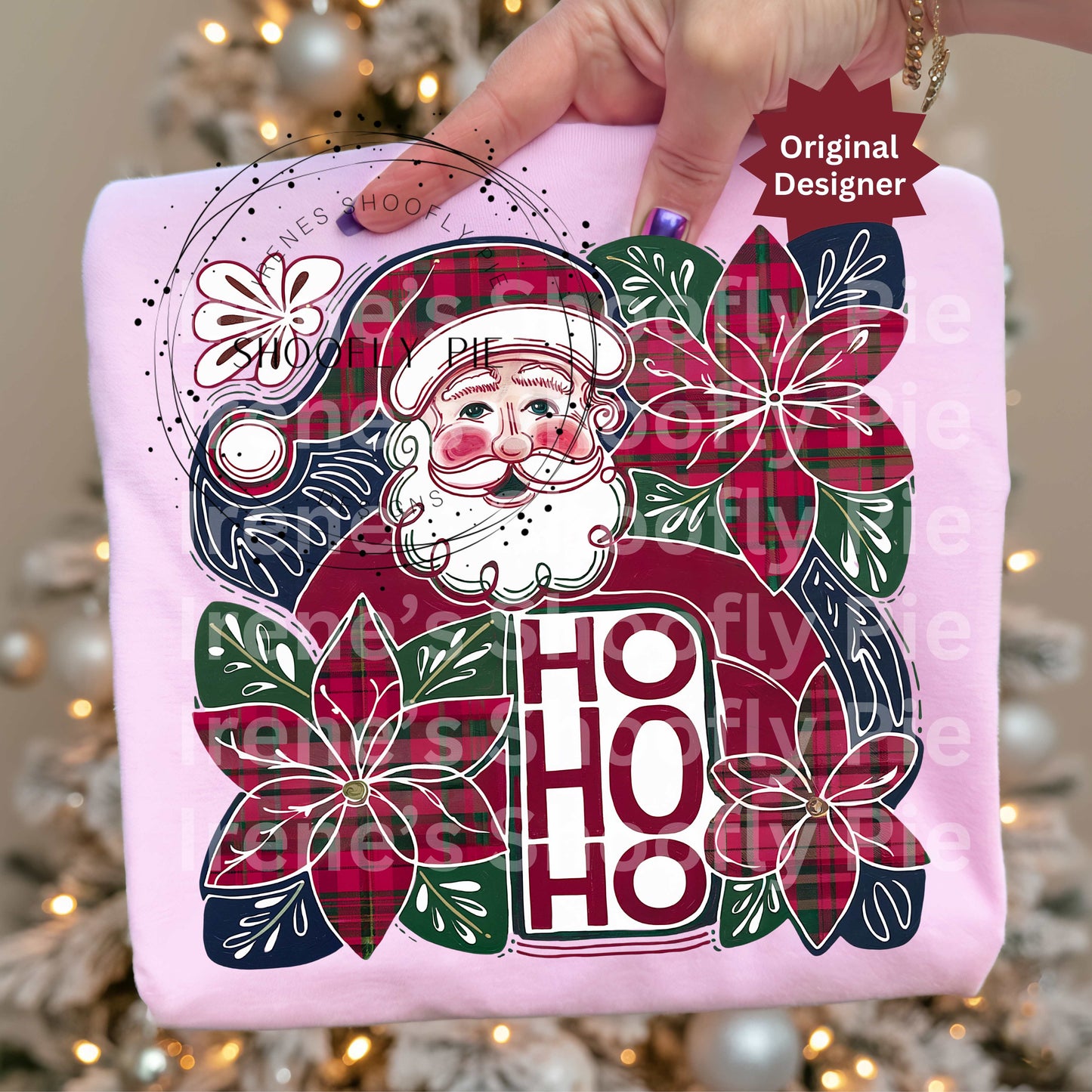 Christmas Santa Tshirt Design Png, Plaid Christmas Png