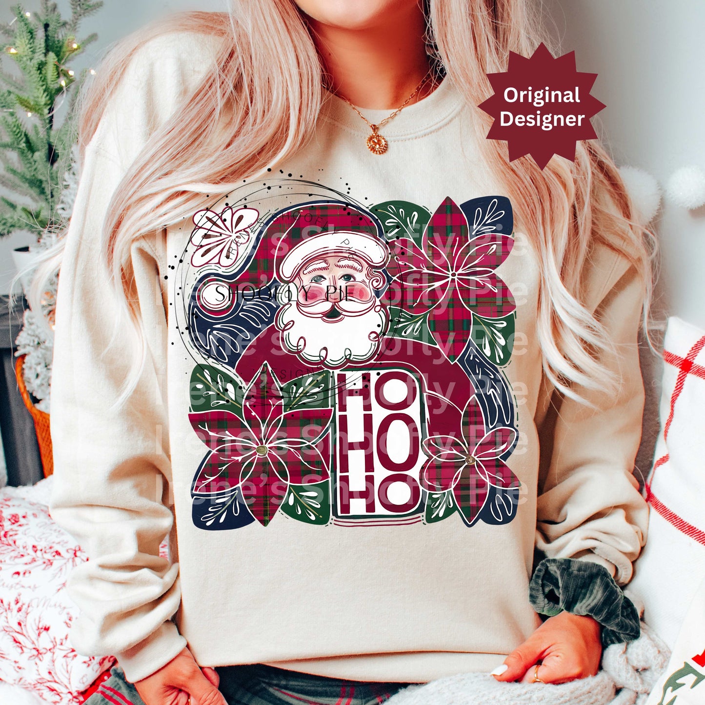 Christmas Santa Tshirt Design Png, Plaid Christmas Png